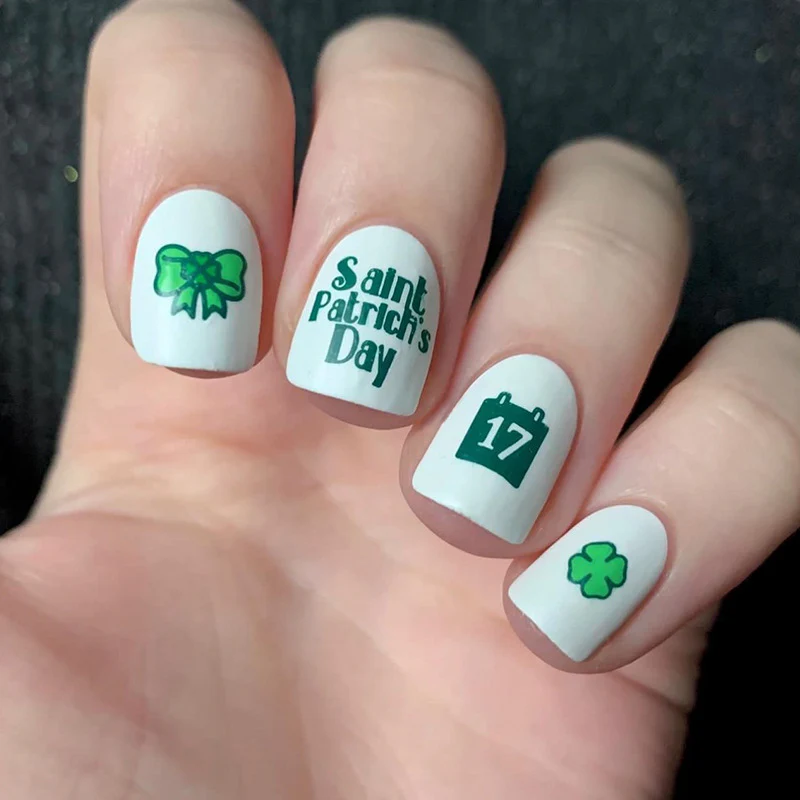 Saint Patty's Short Square White St. Patrick's Day Press On Nails