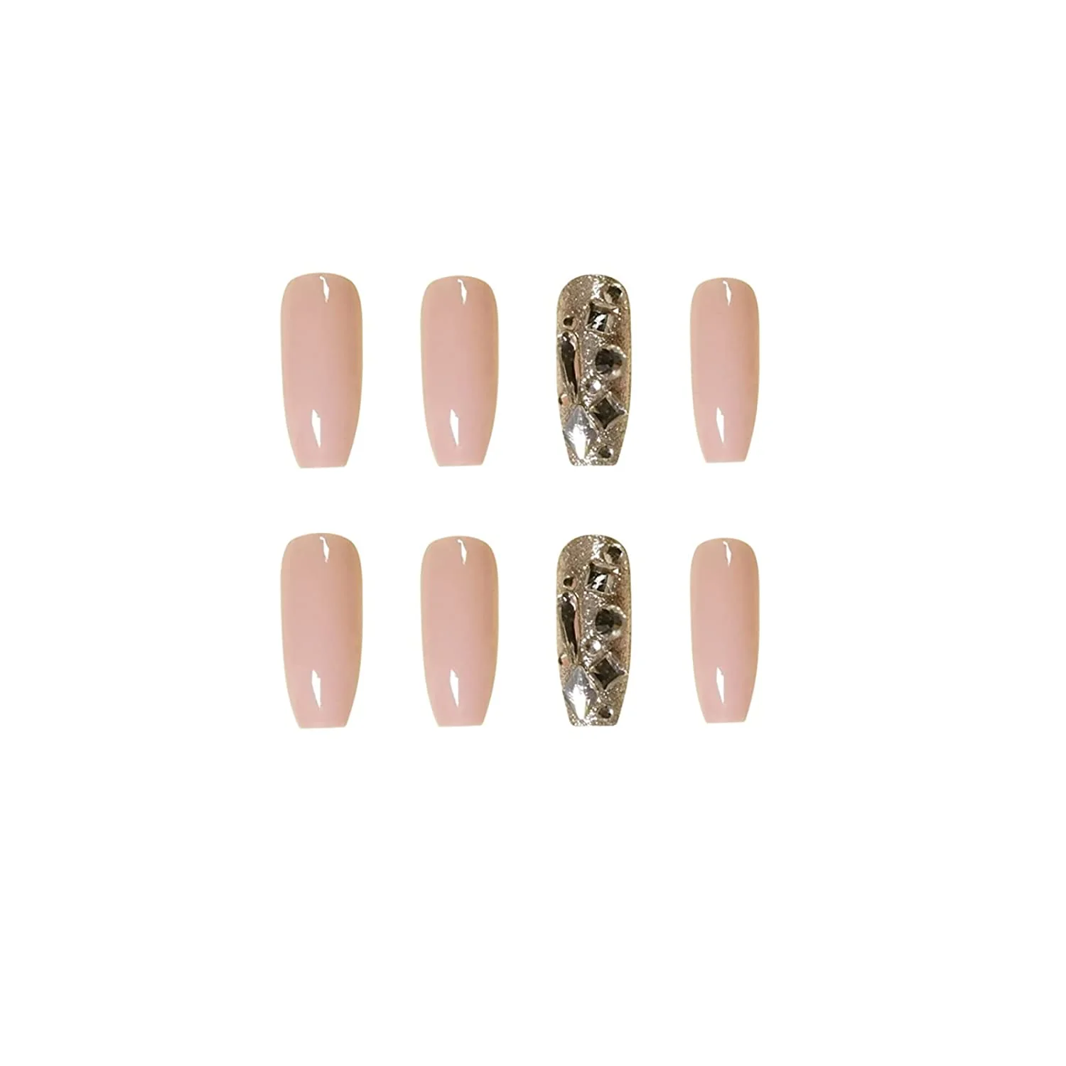 Saturn Ring Hunter Long Coffin Beige Astrology Press On Nails - Image 2