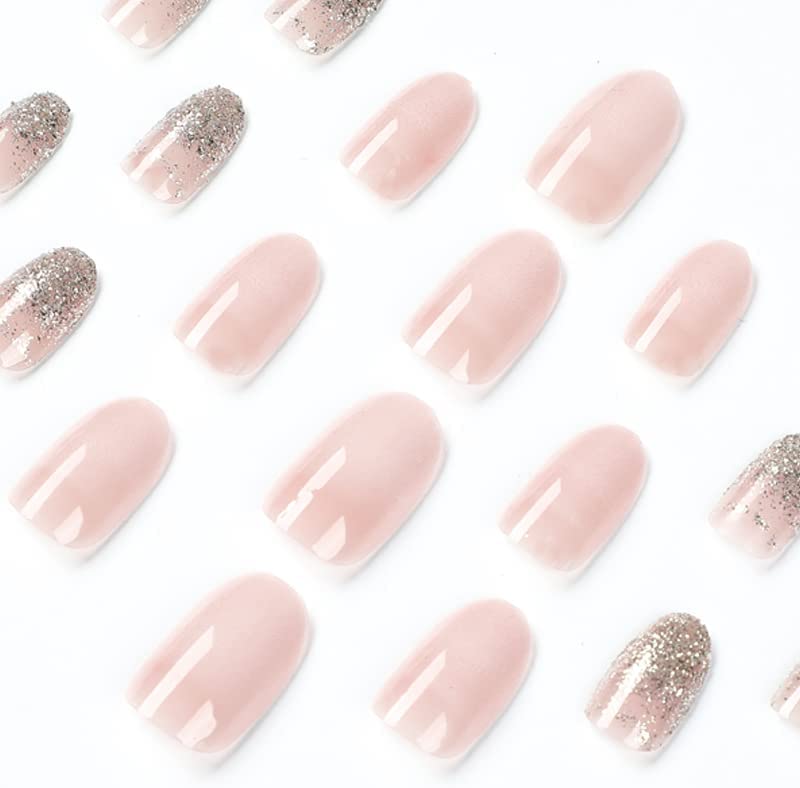 Simple Day Glam Long Almond Beige Everyday Press On Nails - Image 2