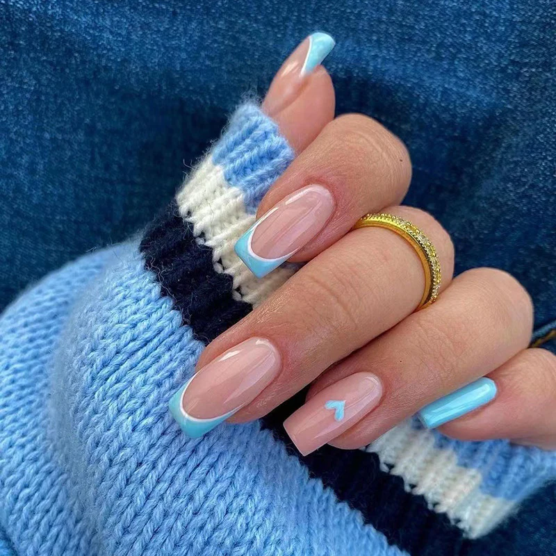 Sky Artistry Medium Square Blue Everyday Press On Nails
