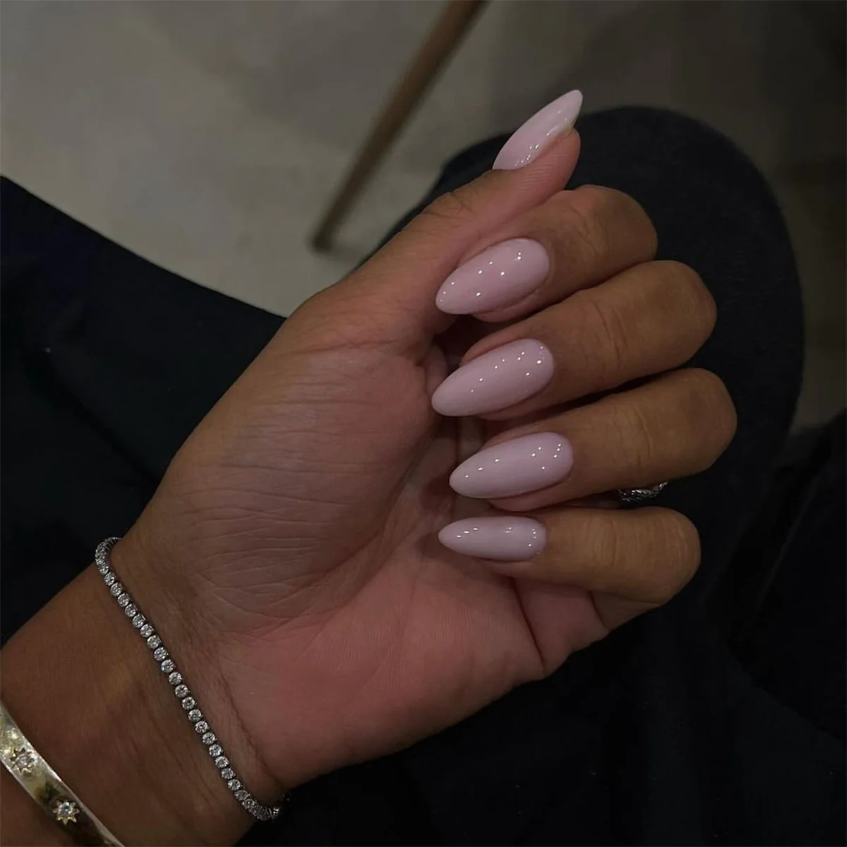 Sophisticated Almond Long Lilac Press On Nails with Sparkling Accents