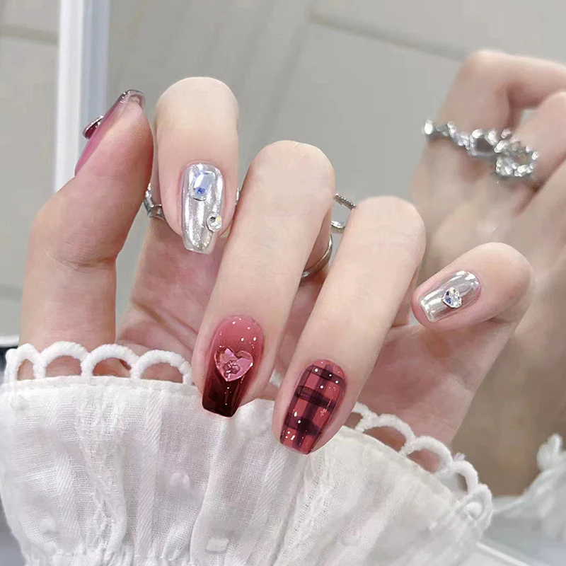 Specifically Cute Medium Coffin Red Glossy Press On Nails