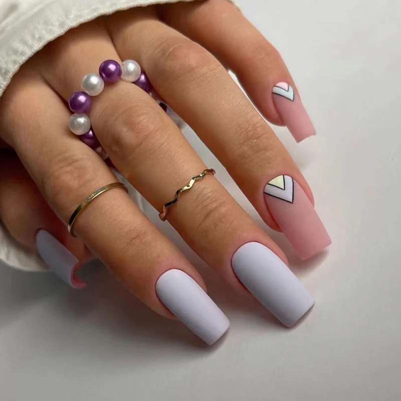 Subtle Flavor Medium Square Multicolor Matte Press On Nails
