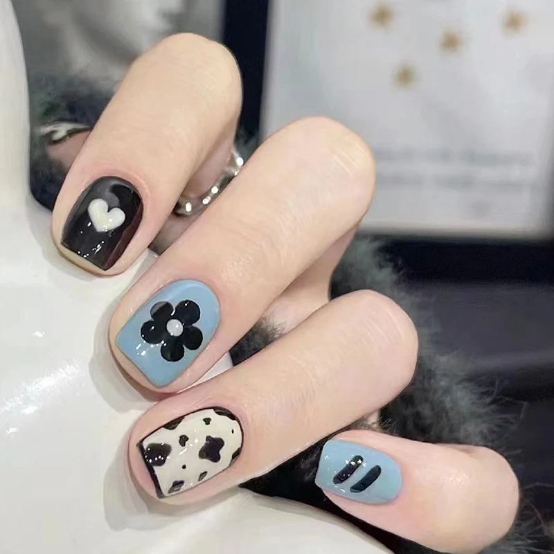 Sugar Free Short Square White Cute Press On Nails