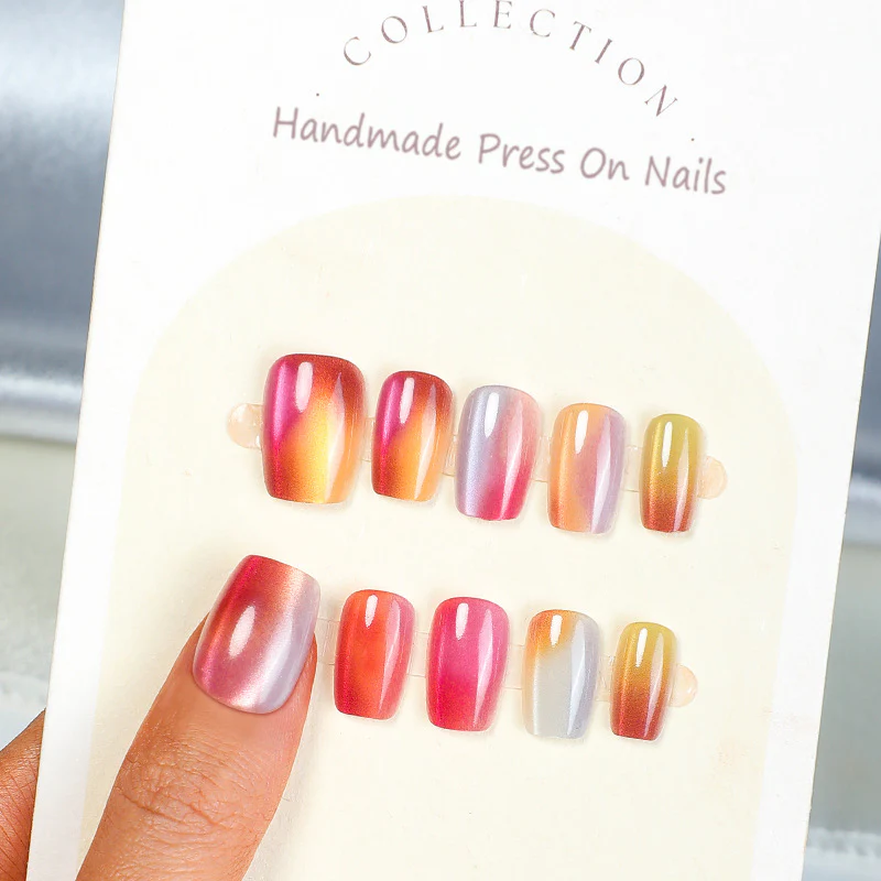 Sunset Dream Ombre Medium Square Press On Nail Set with Gradient Color Effect