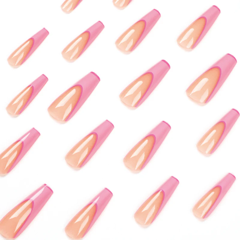 Take Care Long Coffin Pink Everyday Press On Nails - Image 2