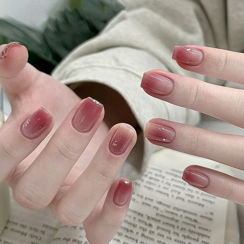 Train To Work Medium Square Red Glossy Press On Nails