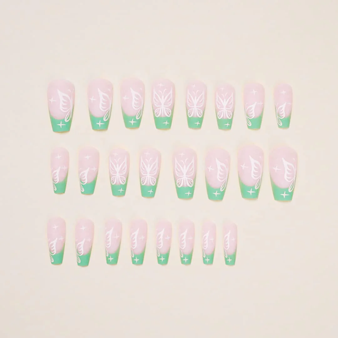 Vacay Gal Long Square Green Summer St. Patrick's Day Press On Nails - Image 2