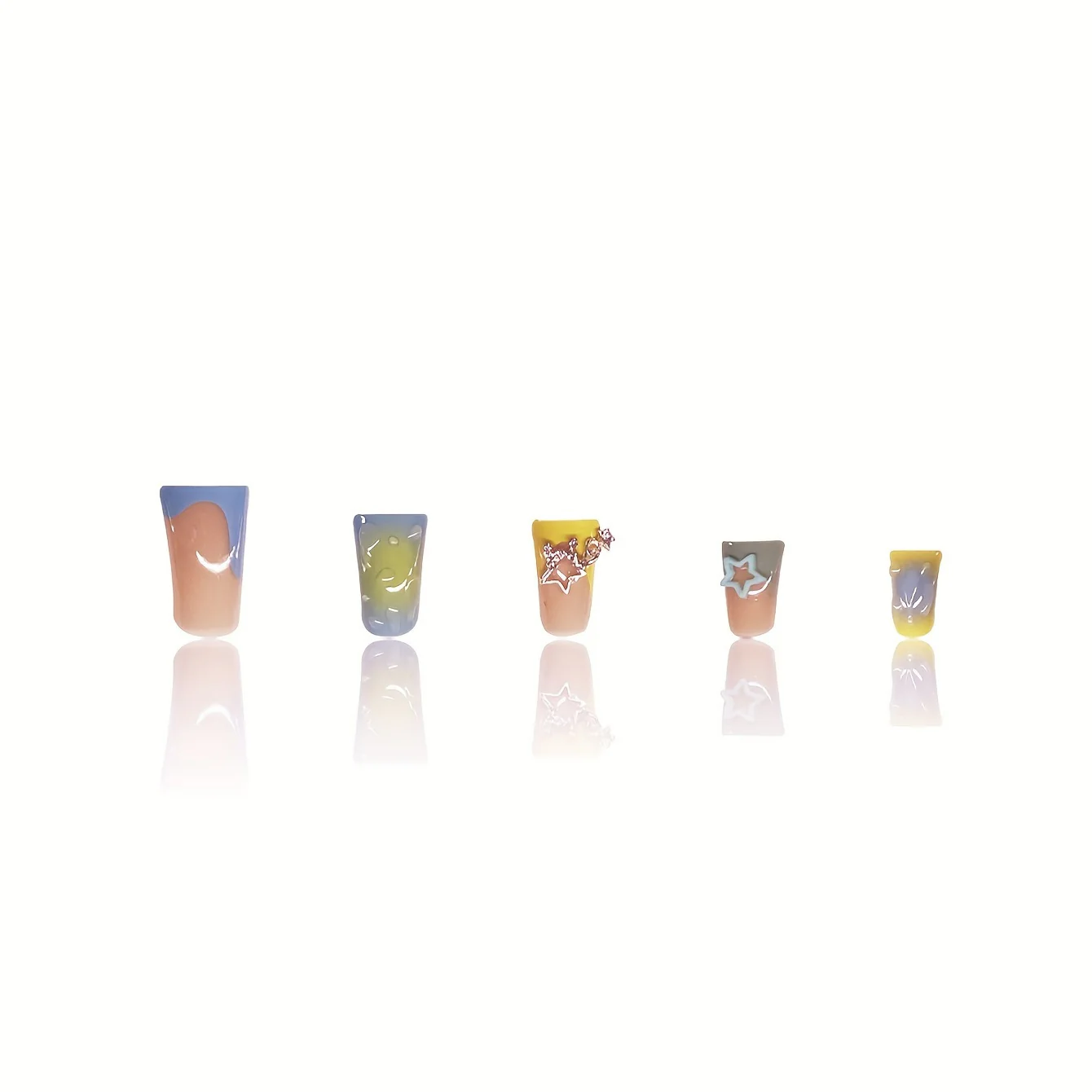 Whimsical Wonders Long Duck Multicolor with Unique Artistic Designs Press On Nail Set