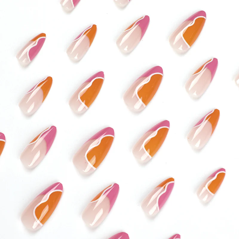 You're Amazing Long Almond Pink Abstract Press On Nails - Image 2